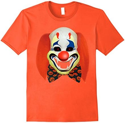 Mens Halloween Clown T-shirt vampire fangs and Pumpkin Boe tie 2XL Orange