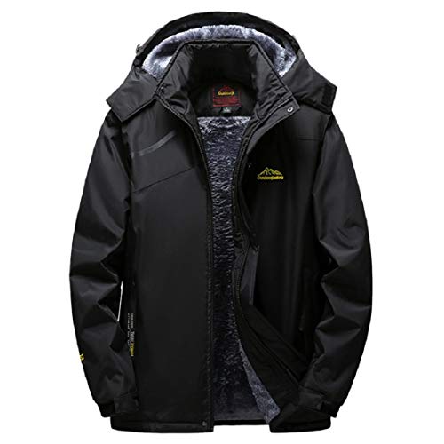 Men's Winter Windbreaker Jacket Fleece Lined Winter Thicken Hiking Running Parka Jacket with Hoodie by Lowprofile
