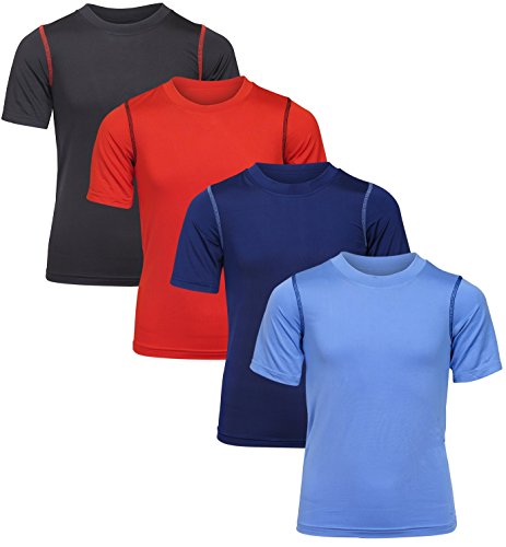 Boys’ Athletic T-Shirt – 4 Pack Active Performance Dry-Fit Sports Tee (4-18)
