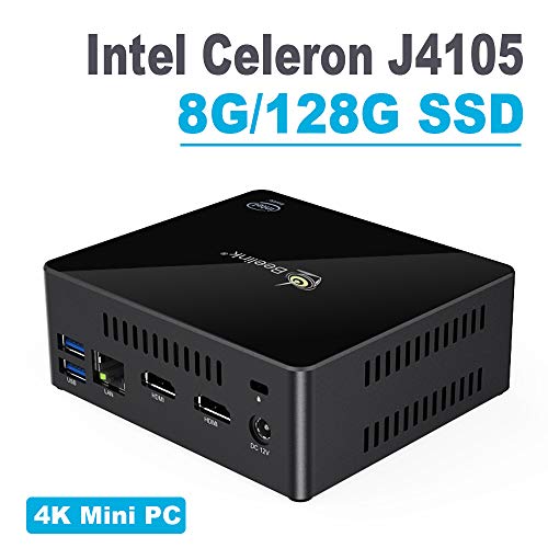 Mini PC,Beelink X45 Intel Celeron J4105 Processor 4M Cache, up to 2.50 GHz，8G RAM 128G SSD, Windows 10 Mini Computer Support 4K 60FPS Play, Gigabit Ethernet, Dual-Band Wi-Fi, Bluetooth 4.0