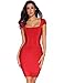 Meilun Women's Rayon Sexy Cap Sleeve Square Neck Bandage Dress Small Red
