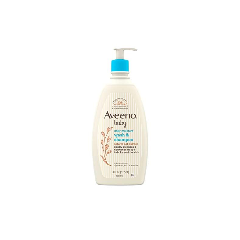 Aveeno Baby Daily Moisture Gentle Body Wash & Shampoo with Oat Extract, 2-in-1 Baby Bath Wash & Hair Shampoo, Tear…