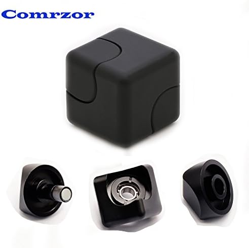 Comrzor [2017 NEW] Fidget Hand Spinner EDC ADHD Focus Anxiety Stress Relief (Cube Spinner,Black Color) (Black)