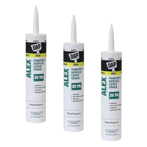 DAP Alex Painter's Acrylic Latex Caulk, White, 10.1 Oz (7079818670) (Pack of