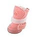 4Pcs Lovely Warm Adjustable Pet Dog Puppy Winter Cotton Anti-slip Snow Cozy Shoes Boots (Pink, Small)