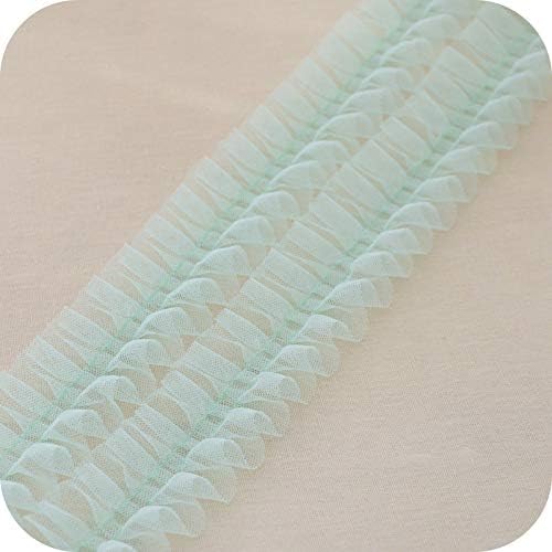 1 Meter Pleated Mesh Organza Lace Ribbon Width=5Cm=2 Inch DIY Apparel Sewing Fabric White Black Pink Red Blue Green Lace Trimming Mint Green
