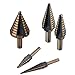 Titanium HSS 50 Sizes Step Drill Bits Set with 2 Shanks, SAE, 5-Piece with Aluminum Protective Case