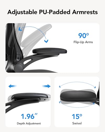 HUANUO Chaise Ergonomique, Chaise de Bureau PC avec Soutien Lombaire et Appui-tête Réglable, Fauteuil de Bureau Confortable avec Accoudoirs 3D, Chaise de Bureau Ergonomique, Charge Max 136 kg
