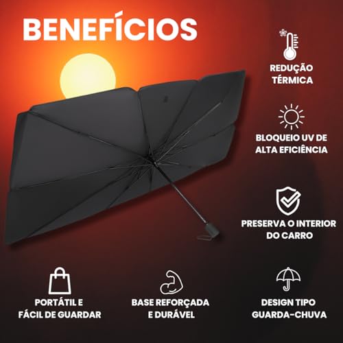 Protetor Solar Para-brisa, Quebra Sol Portátil, Proteção Térmica UV, Protetor Solar com Isolamento Térmico, Retrátil, Protetor Térmico Para Carro, Protetor Dobrável Preto para Carro