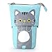 BTSKY Cute Carton Pen Pencil Case- Canvas Pencil Holder Pen Organizer Zipper Stationery Pouch Bag for Students Boys and Girls (Blue)