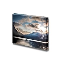 Beautiful Scenery Landscape Small Boat on Foggy Lake in The Mountains - Canvas Art Wall Art - 12" x 18"