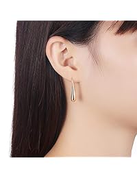 Juego de 4 pares de pendientes de lágrima de oro rosa con múltiples hilos de plata