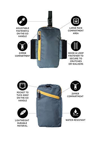 Dynamo sports pouch, crutch bag, walker bag, wheelchair bag, gray with yellow zipper - Thumbnail 2