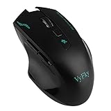 VyFky 2.4G Wireless Mice Professional Engineering Optics, Wireless Computer Game Mouse, 1200/1400/1600/2400DPI- Black