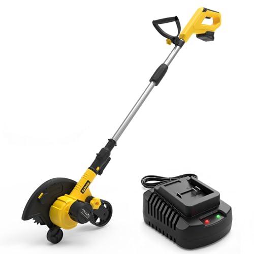 GarveeTech 20V Cordless Lawn Edger, 9-Inch Blade, 4.0Ah Battery Powered Edger L…