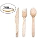 Disposable Wooden Cutlery| Forks, Spoons, Knives| Compostable Utensil Set | 100% Natural and Eco Friendly | Biodegradable| Travel, Camping, Weddings, Parties