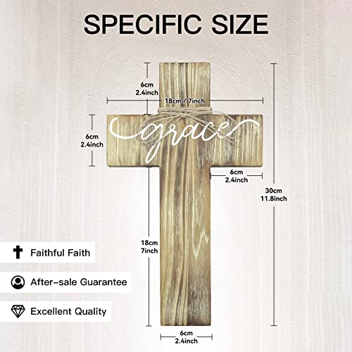 FEKOTS Wall Wooden Cross,wooden wall cross home decor,7x12 inch crosses for wall,Wooden Wall Hanging Cross(Wood color)