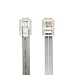 TENINYU RJ12 6P6C 6 Conductor Straight Modular Telephone Data Extension Flat Cord Cable Silver -7FT, 2 Pack