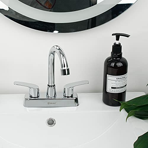 SOLVEX Mezcladora para Lavabo de Baño, Grifo para de Baño, Llaves para Lavabo Baño, 2 Manijas para Grifo de Lavabo, Llave Mezcladora para Baño, Cuerpo de Latón, Cromado, SP-40067