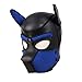 Raycity Leather Full Face Mask Dog Puppy Hood Removable Mouth Costume Party Cosplay Unisex (Black&Blue)