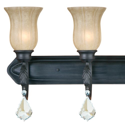Yosemite Home Decor 83194-4SS Jessica Four Light Bath Vanity with Egyptian Crystals and Brown Cyan Glass in Sierra Slate Finish, 36" x 13.75" - Thumbnail 3
