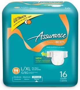 Assurance Stretch Briefs with Tabs, Ultimate Absorbency, L/XL, 16 count