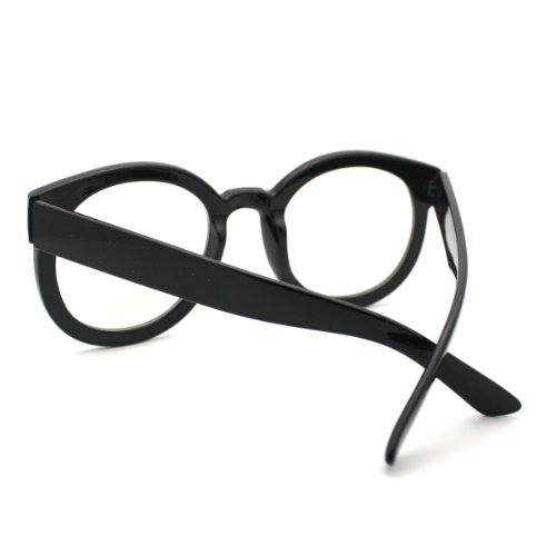 Black Oversized Round Thick Horn Rim Clear Lens Fashion Eye Glasses Frame