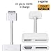 JIMAT 30-Pin to HDMI, Dock to HDMI TV AV Cable Adapter Video Converter + Charging | Support IOS 9.3 | Extender Projector, TV, Monitor | Compatible For Apple iPad 2 3 iPhone 4 4S iPod Touch 4