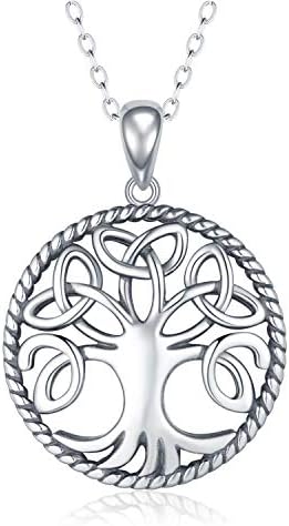 APOTIE 925 Sterling Silver Antique Silver Celtic Knot Tree of Life Drop Hook Earrings Pendant Necklace for Women Girl