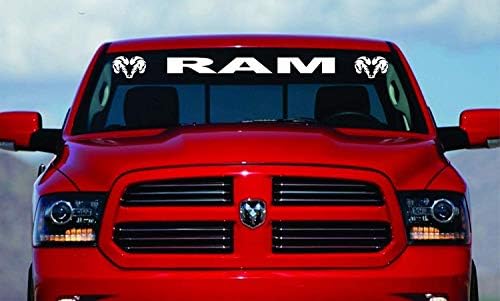 40" Dodge Ram Hemi Windshield Logo 1500 2500 3500 Vinyl Decal Sticker Vinyl Gift (White)