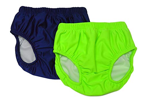 My Pool Pal Big Kids 2 Pack Swim Brief/Diaper Cover, Navy/Lime Green, X Small