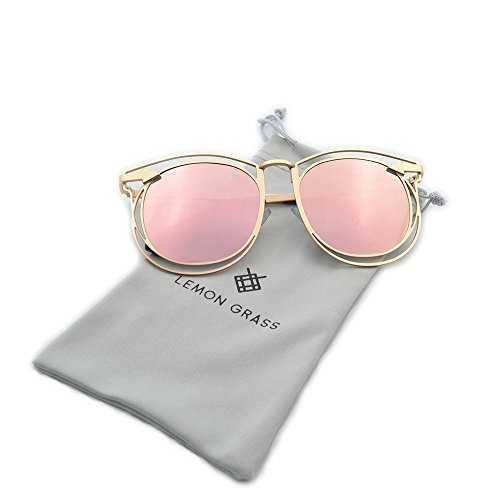 Women s cat eye oversize mirror sunglasses rose gold me…