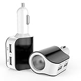 AHAHOO 3.1A 15W Dual USB Car Charger Adapter with Cigarette Lighter Socket for iPhone iPad, Android Samsung, GPS