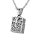 HOUSWEETY Stainless Steel Cuboid Prayer Box Pendant Keepsake Necklace Memorial Jewelry(6/8