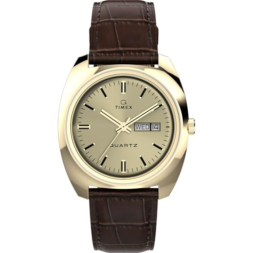 Timex Men's Reissue 38mm Watch - Brown Strap Champagne Dial Gold-Tone Case
