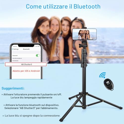 Victiv Smartphone Tripod Aluminium 172 cm, Smartphone Kickstand with Remote Control and Mobile Phone Holder, Selfie Stick Tripod Compatible with iPhone 17/16/15/14/13/12 Pro Max