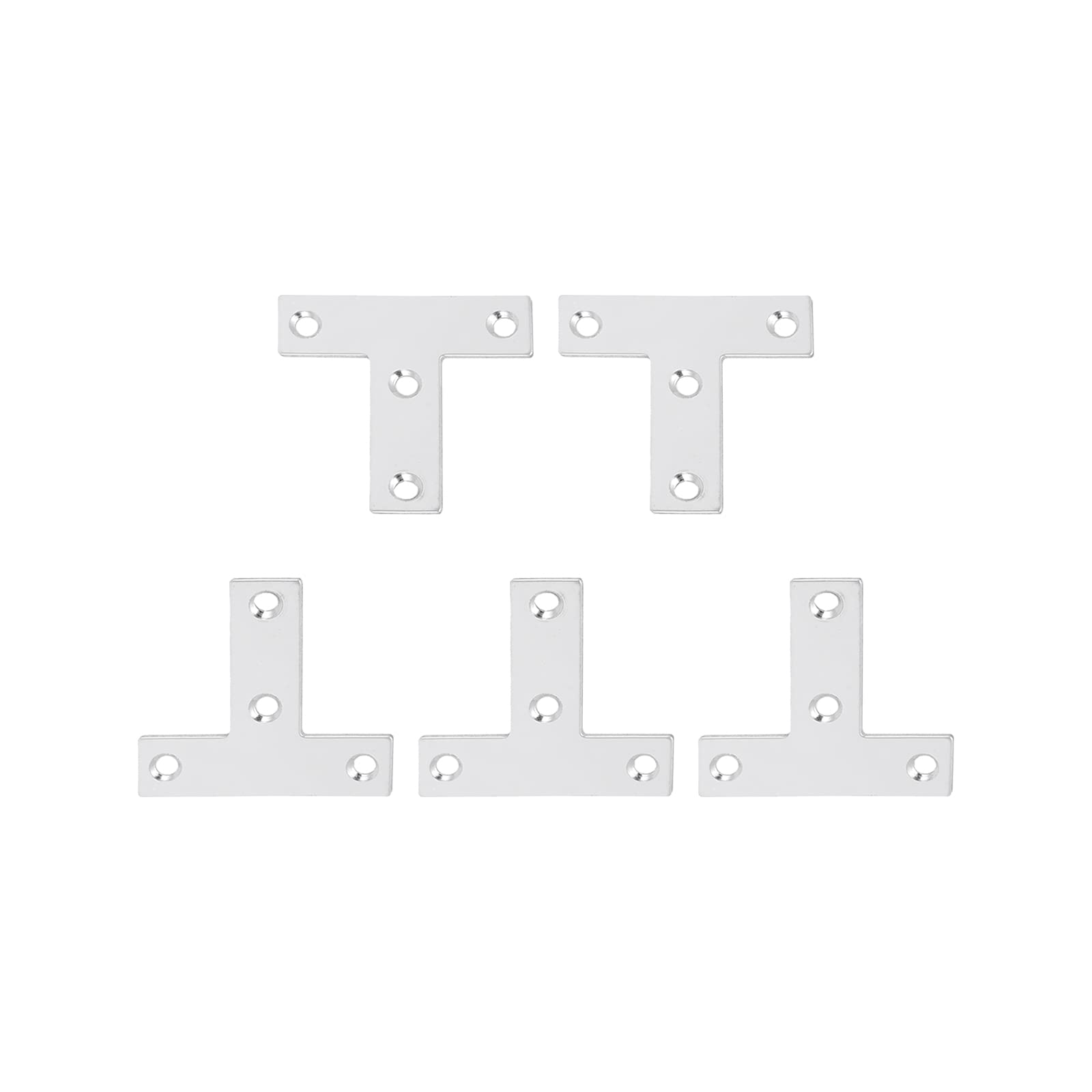 DTGN 1.97"x1.97"(HxW) T Brackets - 5Pack - Good for Furniture Mending Repair - Durable 304 Stainless Steel Fixing Brace Plates - Silver Tone