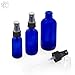 All4you Cobalt Blue Boston Round Bottles with Sprayers Pack of 12 - 1 Oz. 2 Oz. 4 Oz. - 4 of Each + A Free Gift