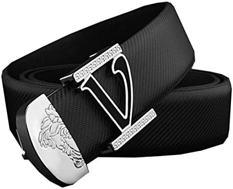 HAWARD Mens Smooth Buckle Letter "V" Leather Fashion Belt