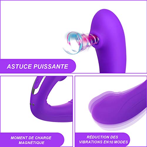 CoralKiss Masseur Électrique, Masseur Portable, Recharge par Connexion USB, Silicone Médical, Violet