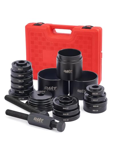 Orion Motor Tech 24 Piece Wheel Bearing Puller Tool Kit for Disassembling and Installing Front Wheel Bearings, with Sliding Screws, Universal Sockets, Red Case