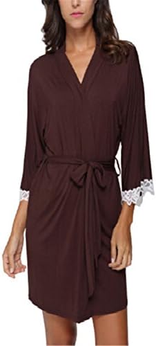 Madehappy New Woman Lace Patchwork Sleepwear Kimono Robe Sexy Lingerie Casual Cotton Nightgowns Women Bathrobe Belt Bathroom Spa Robes 4 M