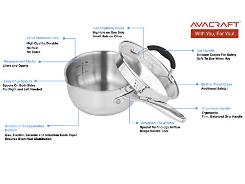 3 AVACRAFT+Stainless+Saucepan+Ergonomic+Multipurpose