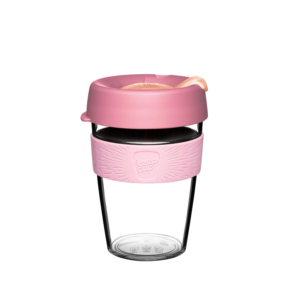 KeepCup Original, Lightweight Plastic Reusable Coffee Cup with Splashproof Sipper Lid - 12oz/340ml - Peaches