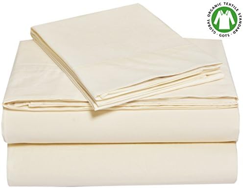 EnvioHome GOTS Certified 300 Thread Count Organic Cotton Sheet Set Queen - 4 Piece - Natural