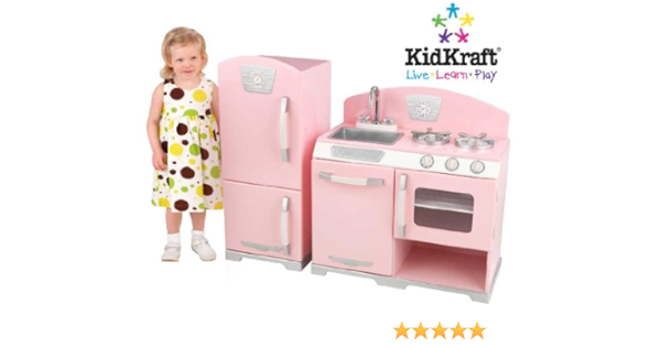kidkraft blue retro kitchen and refrigerator
