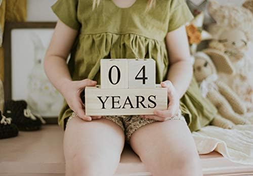 Sweet Sage Studio Wooden Baby Milestone Blocks - 3 Color Styles - Best Baby Age Photo Props, Wooden Age Blocks, Baby Photography Props, Nursery Decor