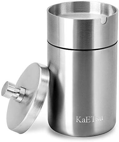 Kaetsu 灰皿 ふた付き 大容量 ステンレス 車用 屋外 タバコ 大サイズ