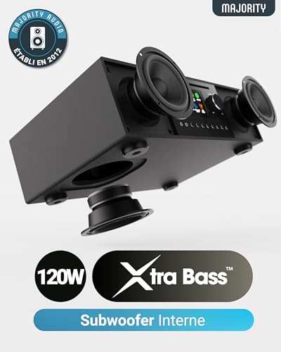 Internet Radio, CD Player, FM Dab+ Radio and Powerful Subwoofer | 2.1 120W Stereo System | Bluetooth Enabled | Spotify Connect and Podcasts | MAJORITY Quadriga
