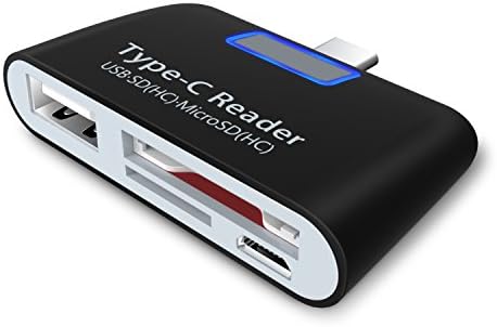 USB C OTG Adapter, LDesign 4-In-1 Super Speed Portable USB 3.1 TYPE C Card Reader, ON-The-GO TYPE C Adapter Converter with Micro USB &amp; USB port,SDHC &amp; TF Card Slot for Mac/PC/TYPE C Device-Black